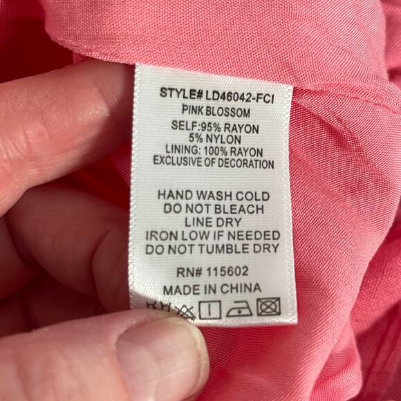 Lush Pink Blossom Lace Tie Back Square Neck Tiered Sleeveless Mini Dress LG NWT - Picture 10 of 12